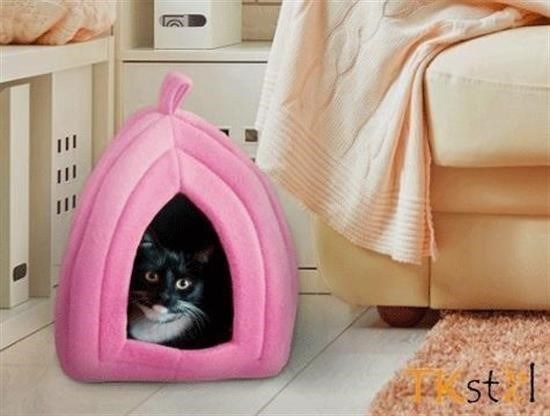 BUFFER® Pet Hut Polar Kedi ve Köpek Yatağı - Pembe