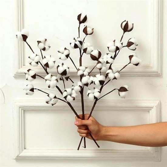 BUFFER® Hediyelik Süslemelik Doğal Pamuk Dallı Dekoratif Yapay Çiçek