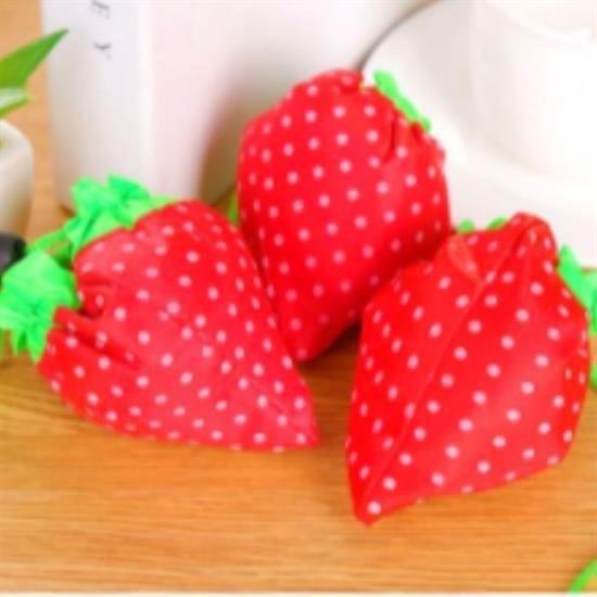 BUFFER® Çilek Tasarımlı Pratik Katlanabilir Pazar Market Filesi Torbası