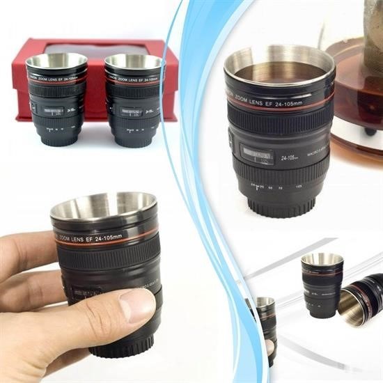 BUFFER® 2 Adet Dekoratif Canon Objektif Lens Görünümlü Shot Bardak Seti