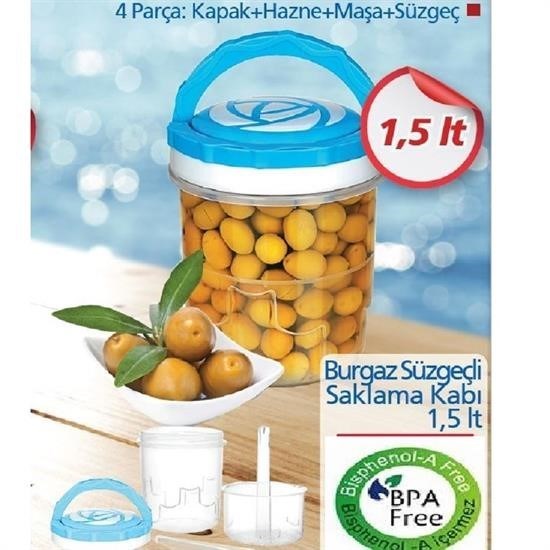 BUFFER® Maşa ve Süzgeçli Burgaz Saklama Kabı