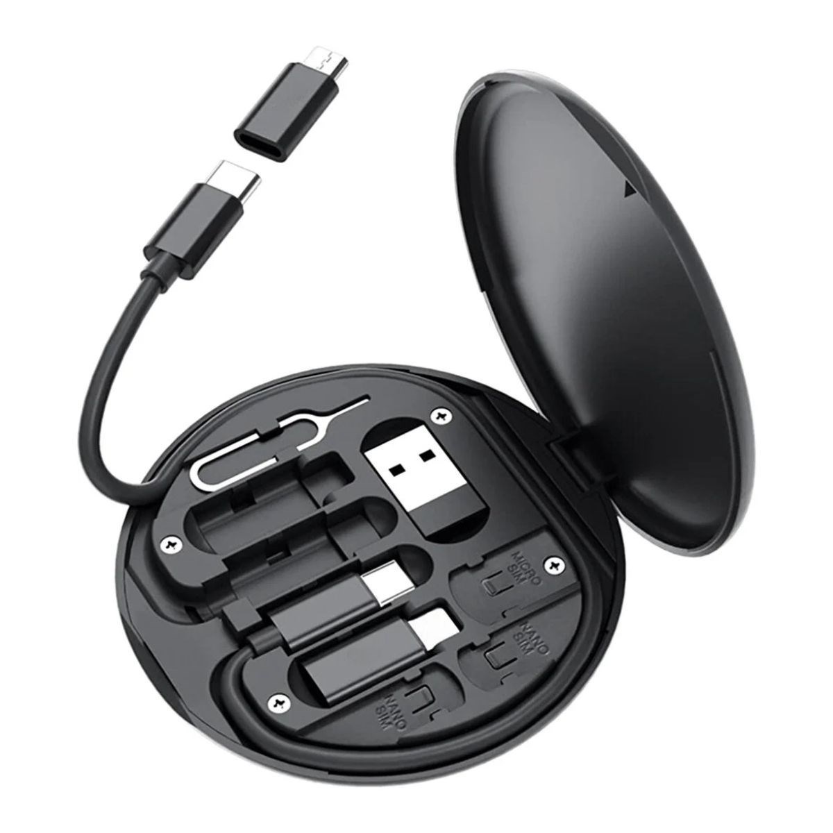 BUFFER® 60w Destekli Kablo Kutusu Seyahat Kablo Seti 5'i 1 arada USB Type-C Şarj Kablosu Seti 