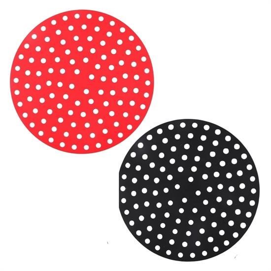  BUFFER® Airfryer Yuvarlak Model Pişirme Matı Kırmızı ve Yuvarlak Model Pişirme Matı Siyah 20cm