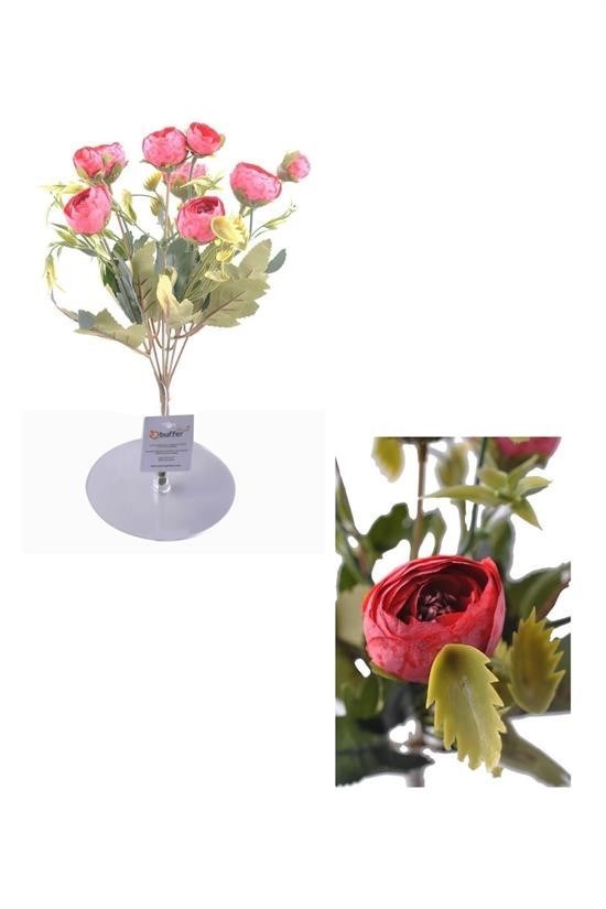 BUFFER® 6 Dallı 28 Cm Şakayık Gül Yapay Çiçek Pembe Renk Dekoratif Çiçek