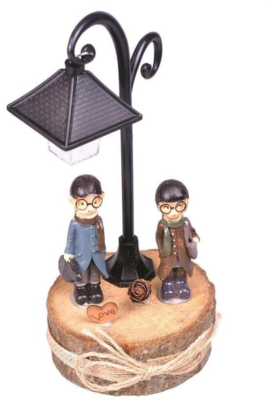 BUFFER® Hediyelik Işıklı Ahşap Biblo Romantik Hediye Biblo Süs Eşyası