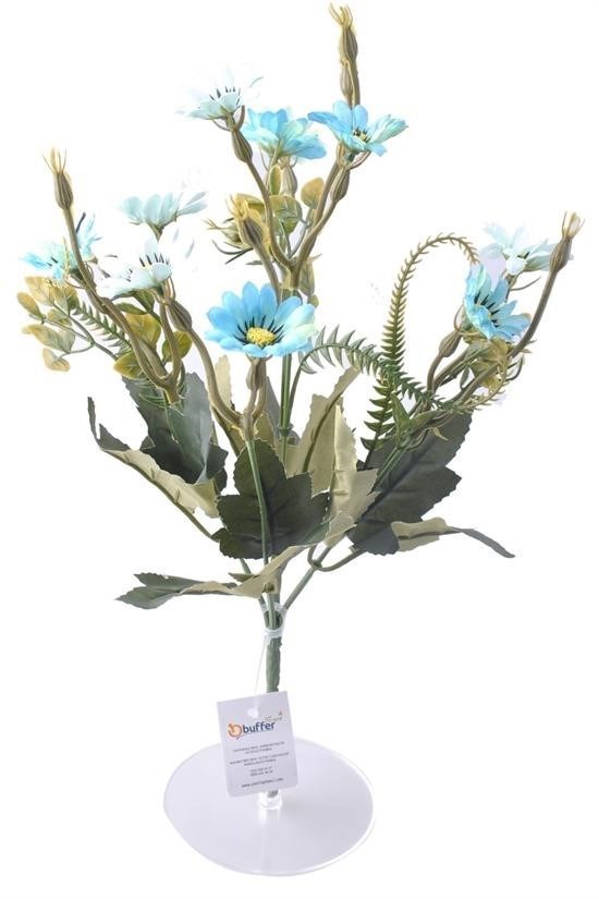 BUFFER® 5 Dallı 33 cm Mavi Renkli Dekoratif Yapay Plastik Papatya Demeti