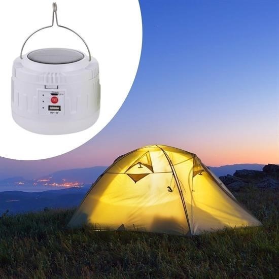 Güneş Enerjili ve Usb Şarjlı Solar Kamp ve Çadır Lambası 4 Modlu Askılı Powerbank Özellikli