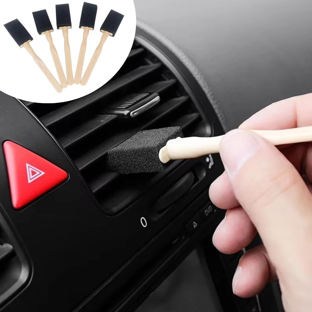 BUFFER® 5'li Araba Havalandırma Temizleme Fırçaları Klima Çıkışları,Toz Alma&Otomobil İçi Detaylı Mini Temizlik Aparatları