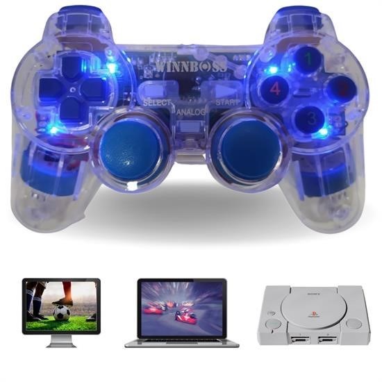 BUFFER® Şeffaf USBli Titreşimli Kablolu Gamepad Bilgisayar Pc Joystik Analog Oyun Konsolu Kolu