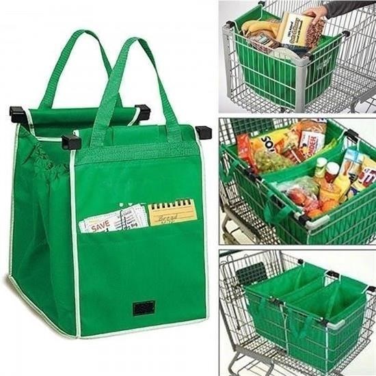 BUFFER® Market  Arabasına Takılabilen Alışveriş Market Çantası Yeşil
