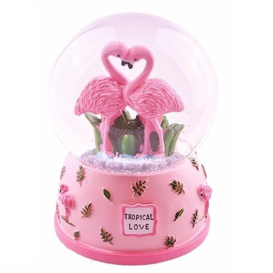 BUFFER® Flamingo Kurmalı Büyük Boy Kar Küresi Müzikli