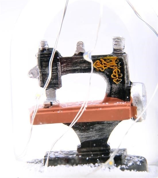 BUFFER® Işıklı Müzikli Dikiş Makinesi Büyük Boy Retro Kar Küresi