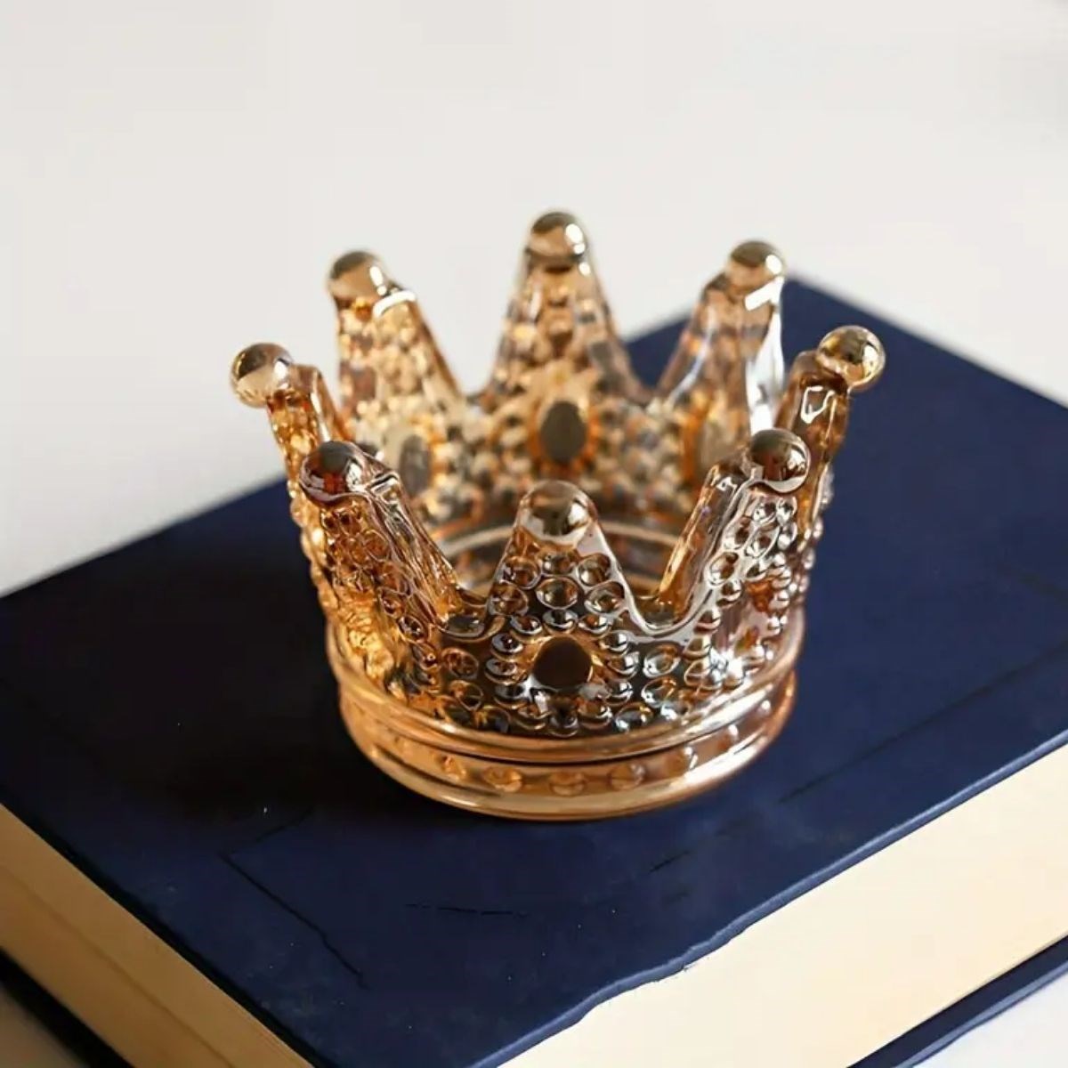 BUFFER® Kral Tacı Model Mini Mumluk,Küllük,Lokumluk Çok Amaçlı Şeffaf Bronz Cam Kase