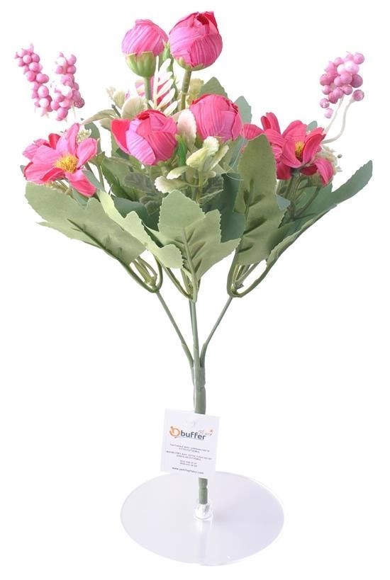 BUFFER® 5 Dallı 28 cm Aranjmanlı Dekoratif Gül ve Papatya Demeti Kırmızı