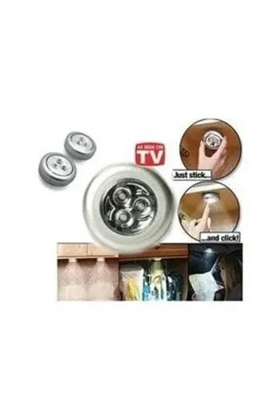 BUFFER® Kablosuz Spot Pilli Dokunmatik Led Lamba 3 Ledli Dolap Lambası