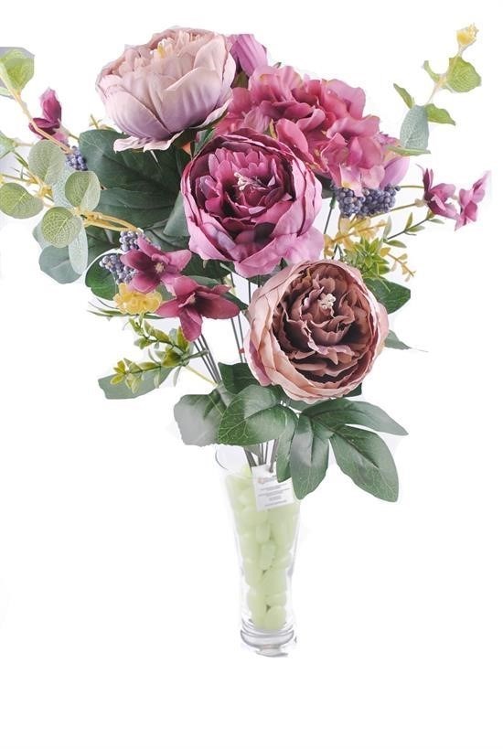 BUFFER® 11 Dallı 50 cm Gül Demeti Yapay Çiçek Mor-CK004MR