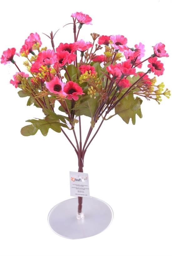 BUFFER® 7 Dallı 33 cm Dekoratif Papatya Pembe Renkli Yapay Sahte Çiçek