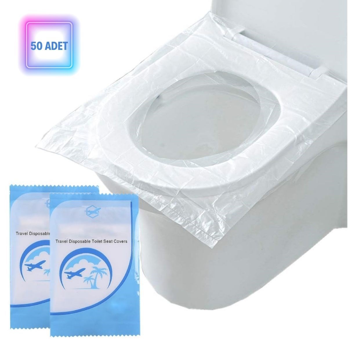 caselka® 50 Adet Kullan At Pratik Kullanımlı Hijyenik Klozet Kapağı Poşeti