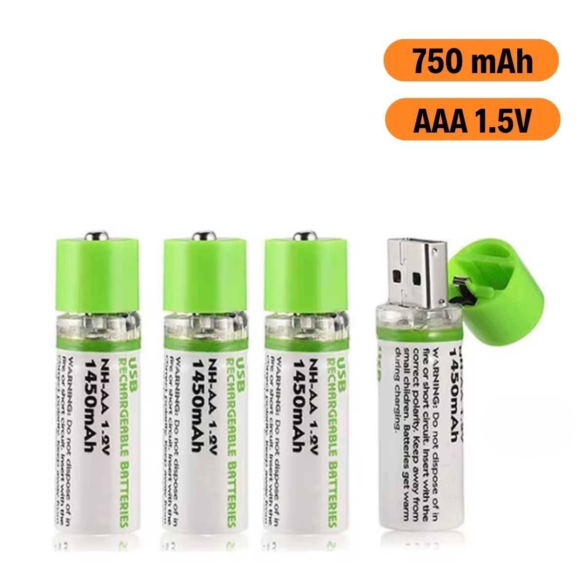 Ürün Gezgini® USB Şarjlı 1450mAh AA 1.2V Lityum Kalem Pil – 4'lü Set, Tekrar Şarj Edilebilir Uzun Ömürlü Dönüştürülebilir Batarya