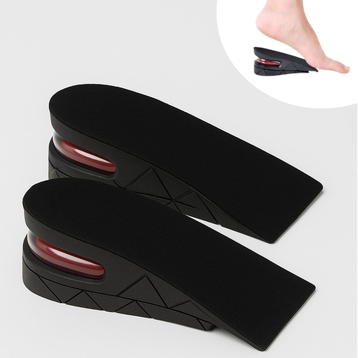 Ürün Gezgini® 5 cm Boy Uzatıcı Silikon Ortopedik Topuk Tabanlık – Yüksek Konforlu Gizli Yükseltici Ped (Unisex)