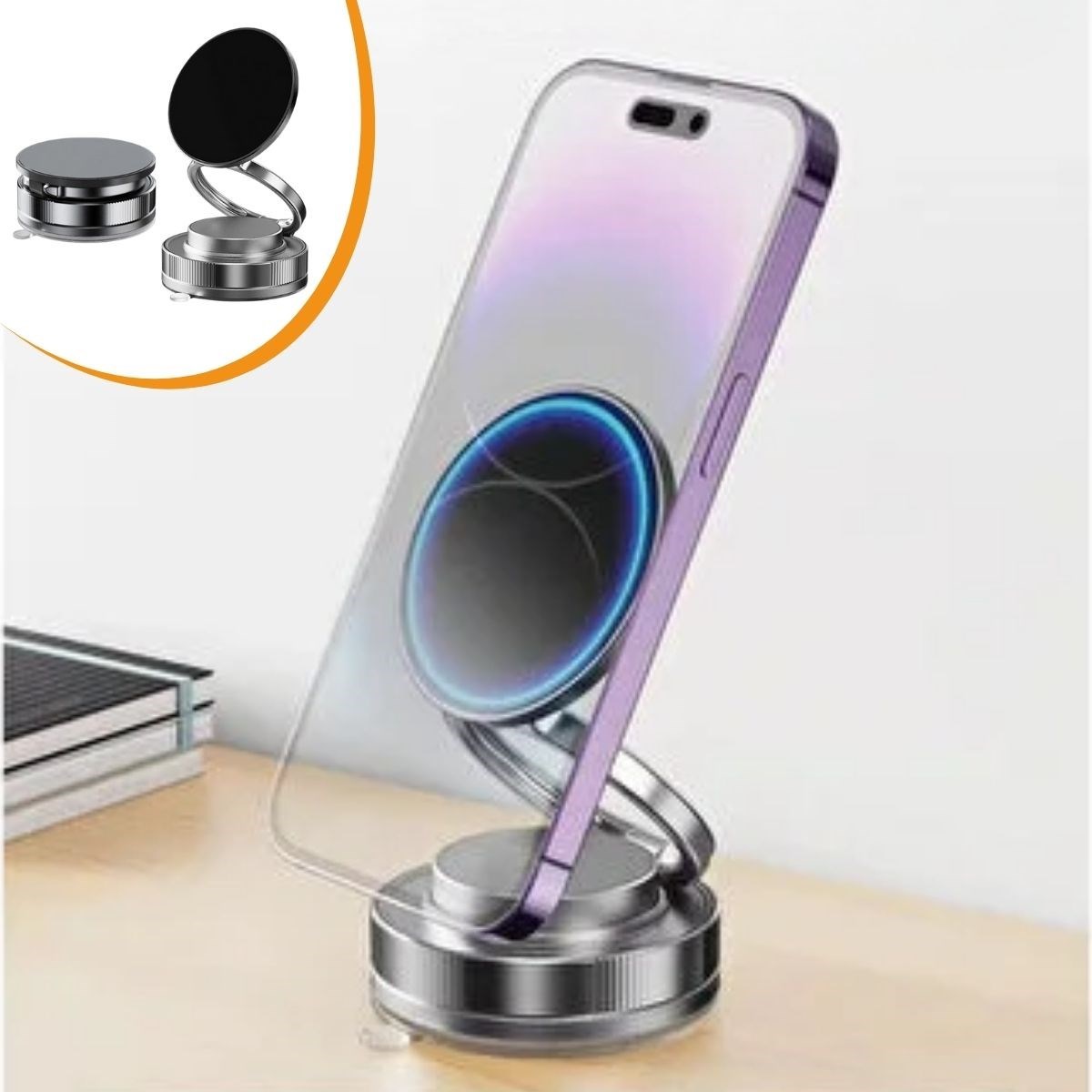 Ürün Gezgini® Vakumlu Manyetik Telefon Tutucu – Güçlü Vakum 360° Döner Araç İçi Telefon Standı, Ultra Sabit Manyetik Destekli Mobil Cihaz Aparatı