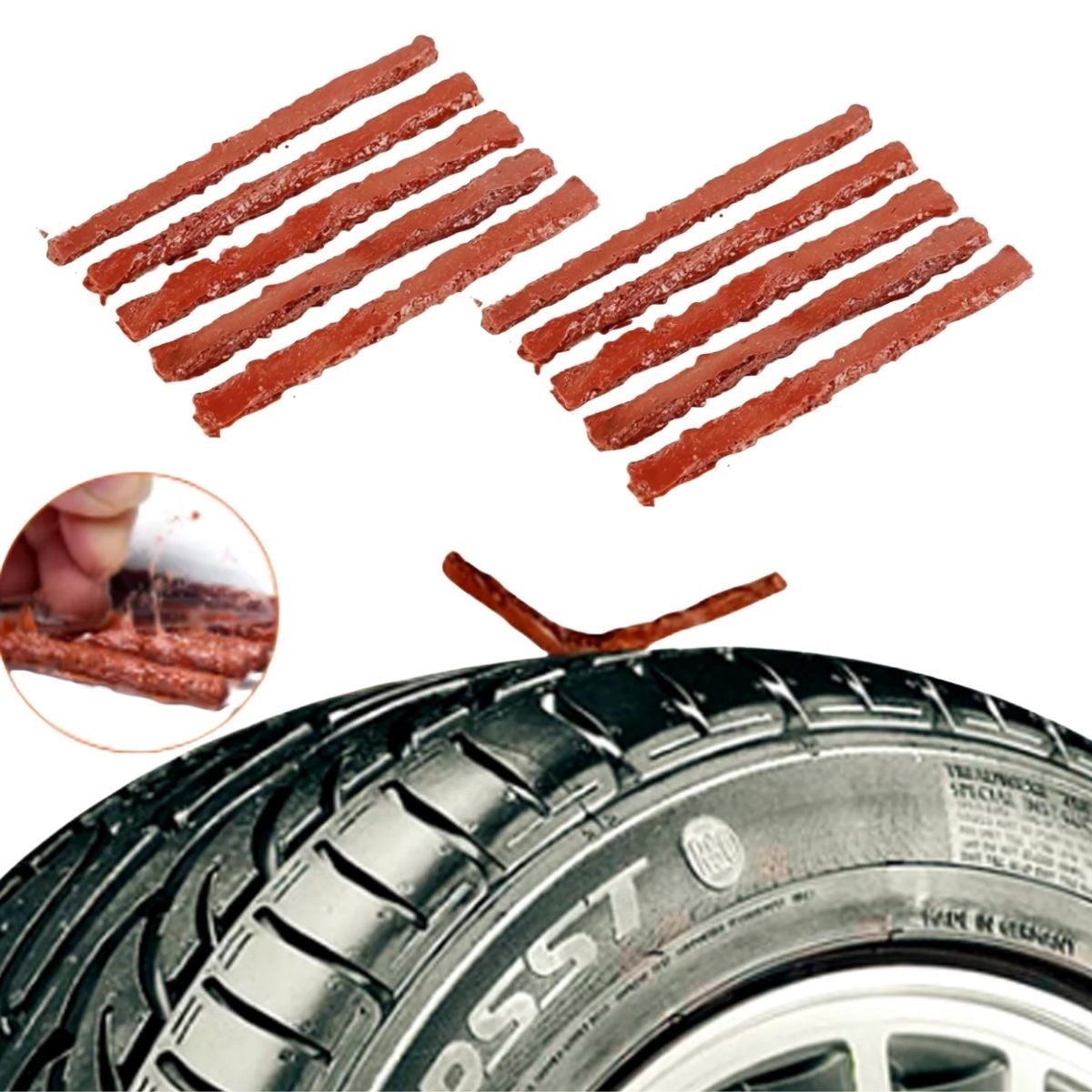 caselka® 10 Adet Lastik Onarım İçin Lastik Tamir Fitili Yedek Lastik Fitili