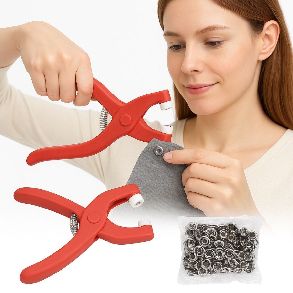 caselka® Plastik Çıt Çıt Pensi–Kıyafet, Bebek Önlüğü, Gömlek ve Tekstil Ürünleri İçin Çıtçıt Takma Aleti