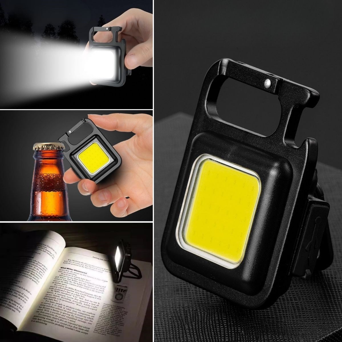 caselka® Anahtarlıklı, Açacaklı,Güçlü Mıknatıslı 3 Farklı Led Modlu Mini Boy Asılabilen Led Kamp Aydınlatması,El Feneri