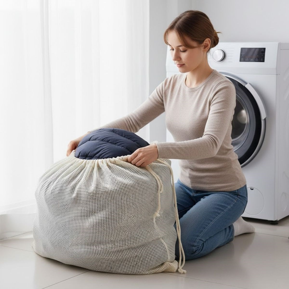 Ürün Gezgini® Battal Boy 120x150 cm Mont Yıkama Filesi–Extra Büyük, Dayanıklı, Nefes Alabilir Çamaşır Koruma Torbası