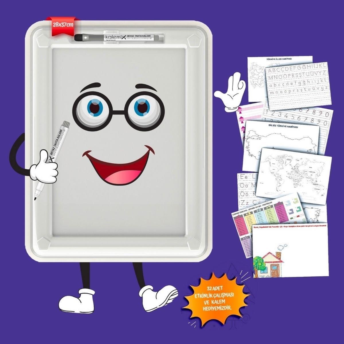 Ürün Gezgini 32 Farklı Etkinlikli Kalem ve Silgi Hediyeli Eğitici Sihirli Etkinlik Tahtası