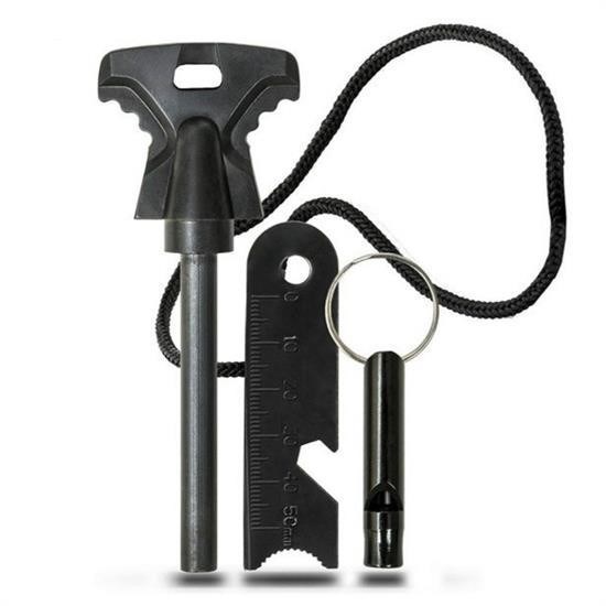 Ürün Gezgini® Acil Durum Magnezyum Çubuk Çakmaktaşı Hayatta Kalma Ateş Başlatıcı Çakmak Kiti Düdük Hediyel