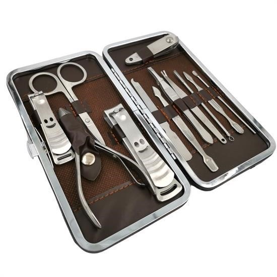 caselka® Çantalı Manikür Pensi Profesyonel ve Manikür Pedikür Seti 13 Parça Tırnak Eti İtici Ve Cımbı