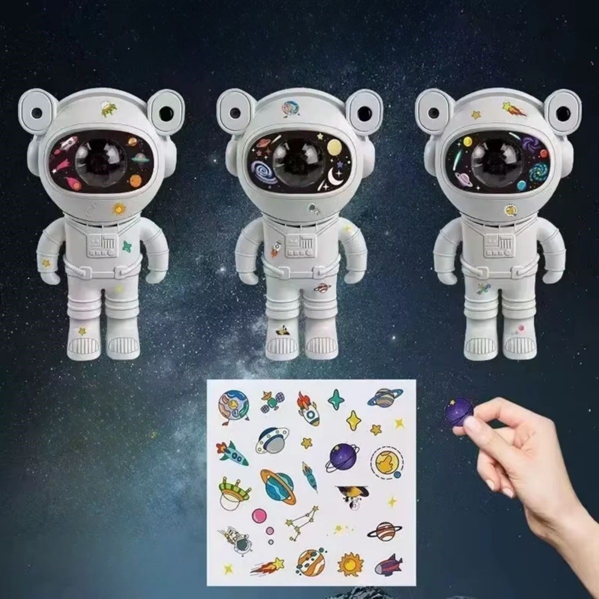 BUFFER® Stickerlı ,Kumandalı ASTRONOT Model Gece Lambası