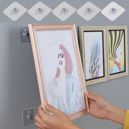 Ürün Gezgini® Süper Güçlü Çerçeve Askısı Pin Delgisiz Vidalı Tırnak Kanca Yapışkanlı Raf Tutucu Askı 4 Adet