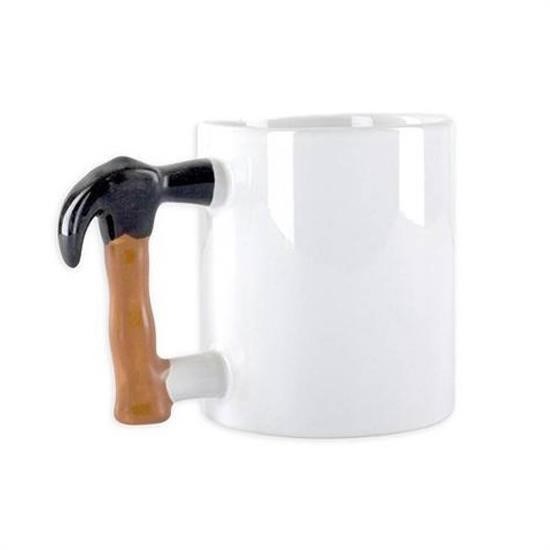 Ürün Gezgini® İlginç Hediyelik Çekiç Kulplu Tasarımlı Seramik Kupa Bardağı
