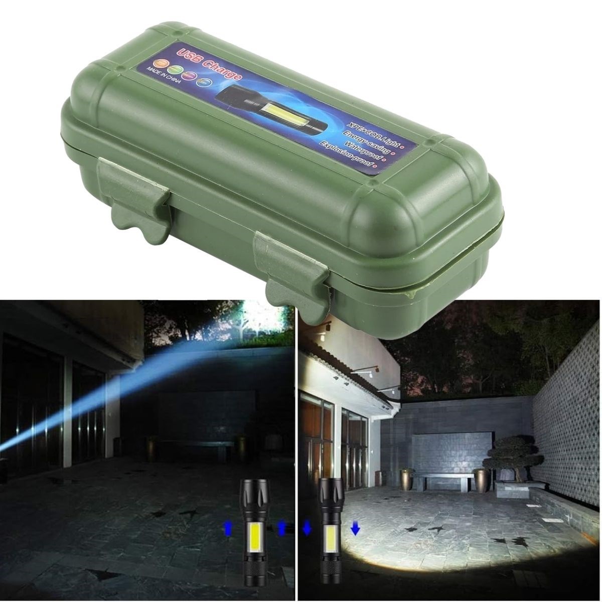 caselka® Kutulu Mini El Feneri – Taşınabilir LED Kamp ve Acil Durum El Lambası Plastik Gövde