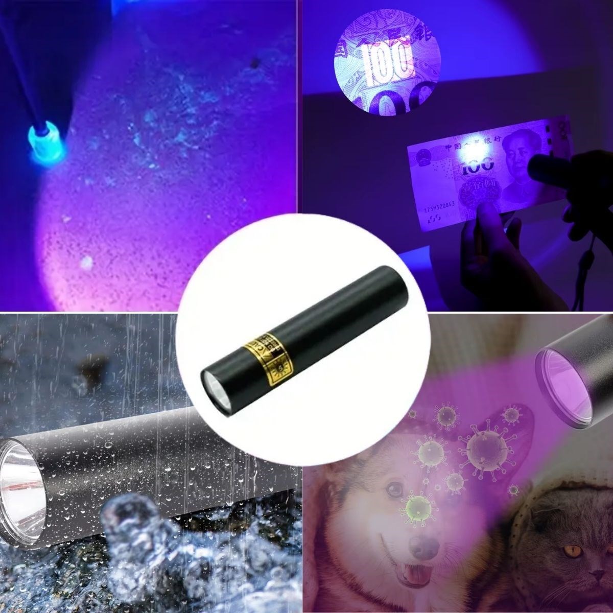 Ürün Gezgini® Mini Cep Boy USB İle Şarj Olan Oje Kurutucu Sahte Para Kontol LED UV Mor Işık El Feneri