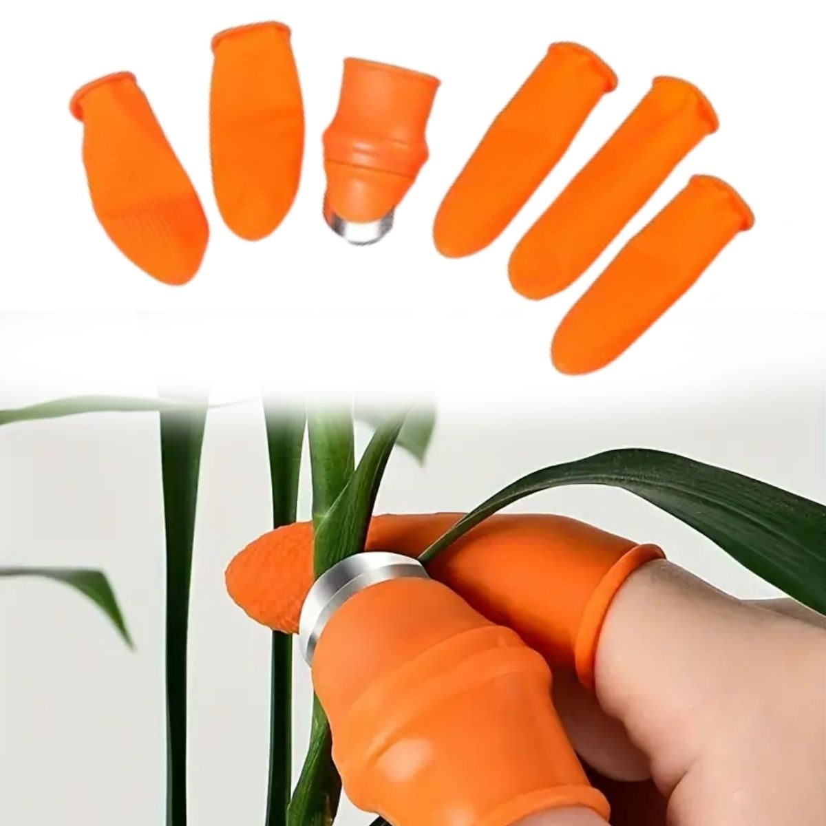 caselka® 5 Parça Pratik Parmak Koruyucu 1 Parça Baş Parmak Bıçaklı Eldiven Sebze Meyve Soyucu Kesme Ayıklayıcı Silikon Set