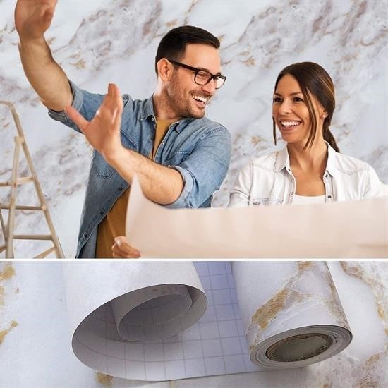 caselka® Mermer Desenli Masa Tezgah Mutfak Su Geçirmez Yapışkanlı Folyo Sticker Sarı 5x0,6m