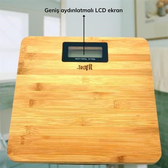 BUFFER® Techfit Bambu Banyo Baskülü Yüksek Hassasiyetli Darbelere Dijital Dayanıklı Terazi Tf 1065 M