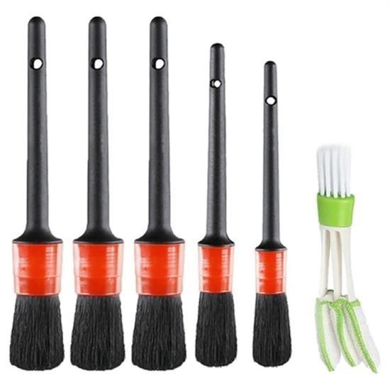 BUFFER® Soft Hairy Drink And 5+1 Detailed Car Auto Cleaning Care Brush Set For Outdoor Cleaning
