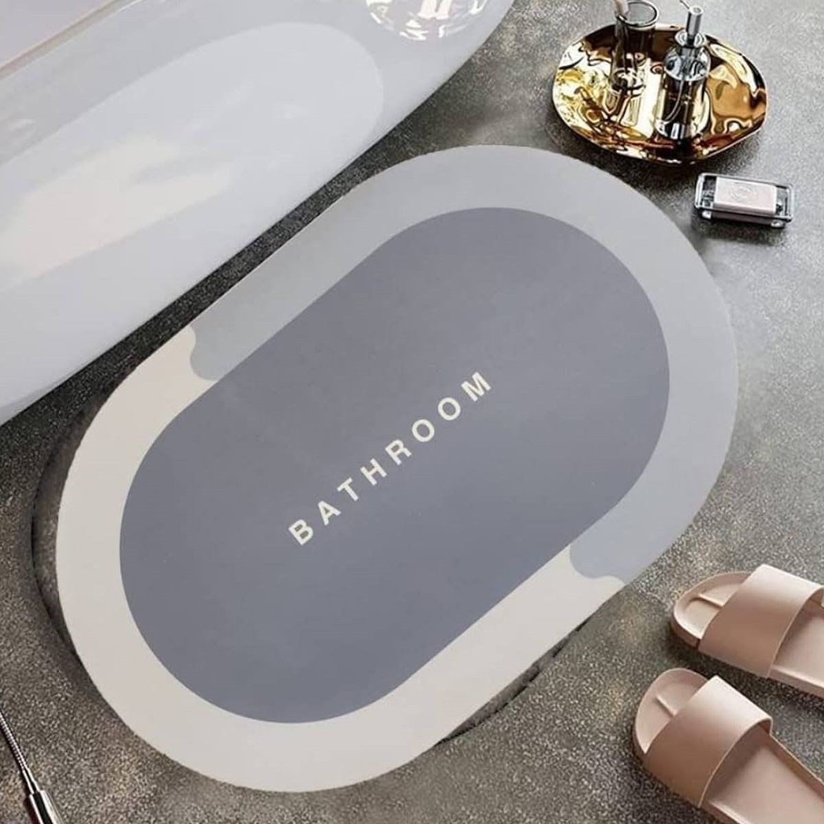 Ürün Gezgini® Sihirli Süper Su Emici Kaymaz Tabanlı Oval Paspas 40*60 cm