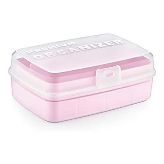 Ürün Gezgini® 12 Bölmeli Çok Amaçlı Takı Toka Kutusu Dikiş Kutusu Kapaklı Organizer Kutusu Bölmeli Kutu