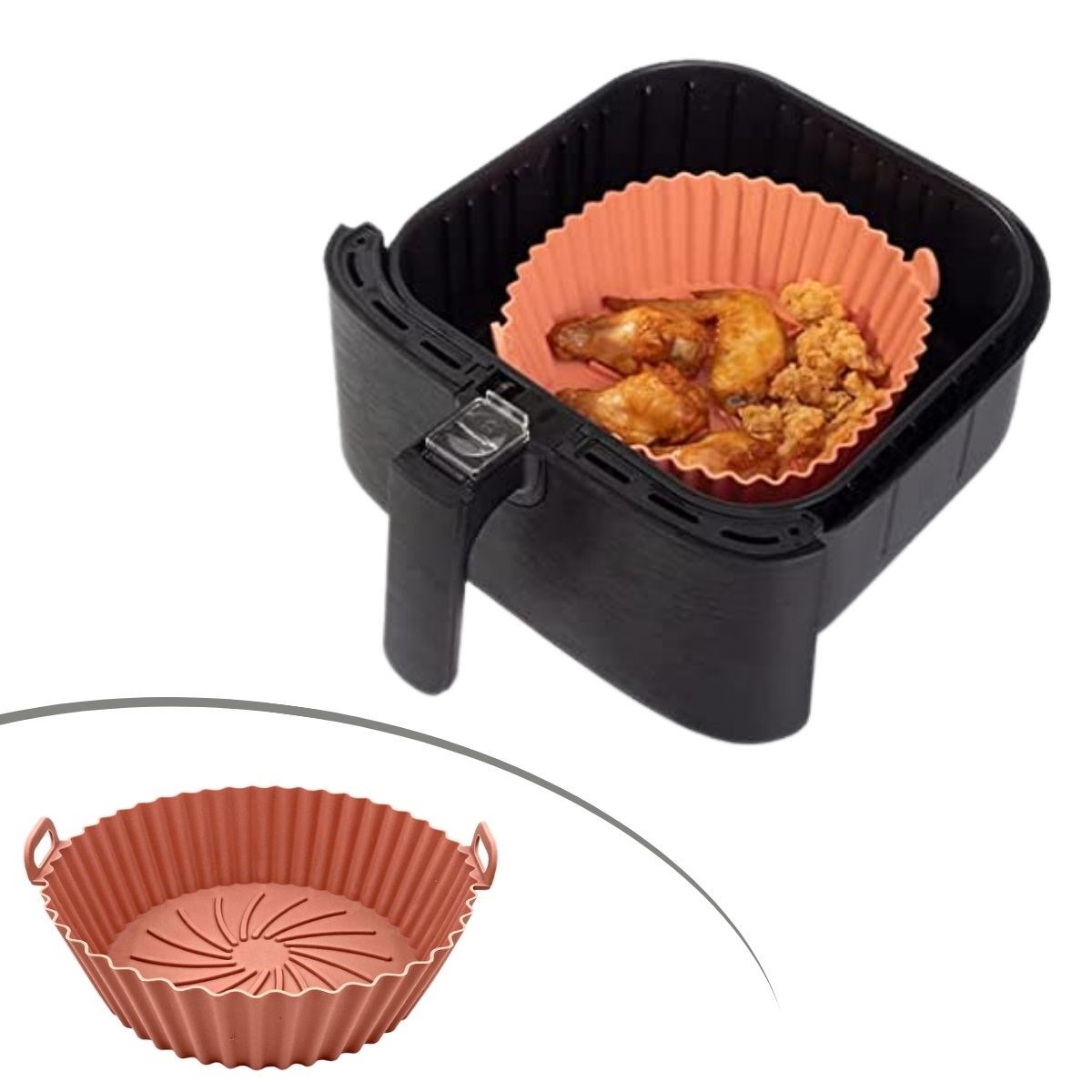 BUFFER® Colorful Heat Resistant Washable Silicone Oven And Airfryer Round Model Cooking Mat 20 Cm