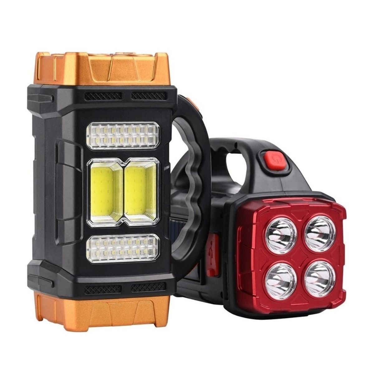 caselka® Solar ve USB Şarjlı LED + COB El Feneri | 1500 mAh Şarjlı Taşınabilir Çalışma Işığı–Su Geçirmez HB-2678