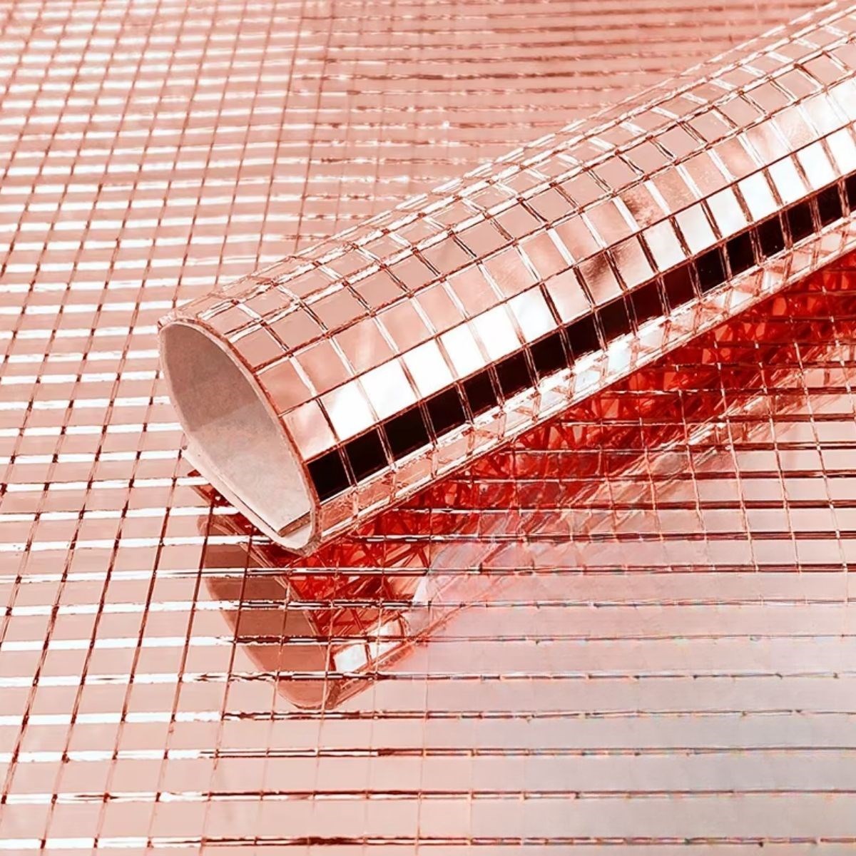 Ürün Gezgini® Kare Bronz Cam Mozaik Fayans Çıkartmaları El İşi Kare Cam Fayans Kendinden Yapışkanlı Aynalı Dekor Panel 30x30 Cm