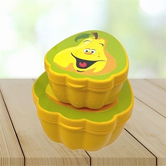 caselka® 2'li İç İçe Geçebilen Armut Model Saklama ve Beslenme Kabı Seti (550 ml + 250 ml)