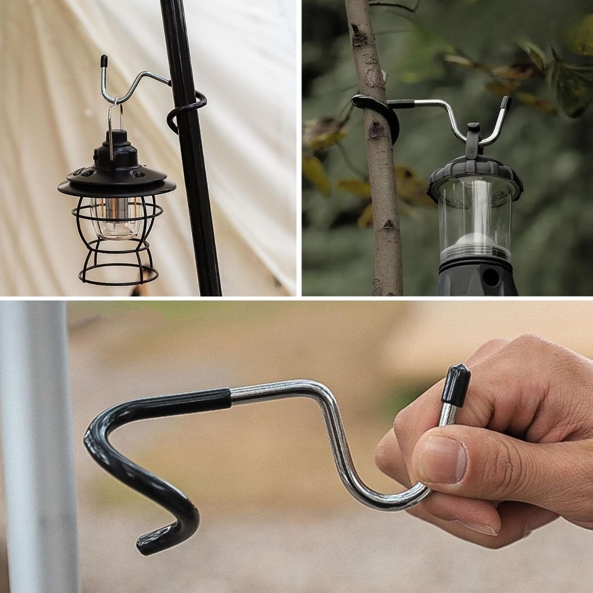 caselka® Kamp İçin Çok Fonksiyonlu S-Şekilli Direk Askısı Kaymaz Paslanmaz Çelik Eşya Asma Kancası