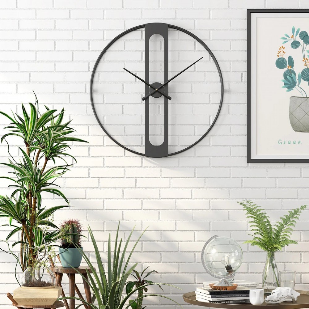 Dekoratif 60 Cm Siyah İskelet Duvar Saati