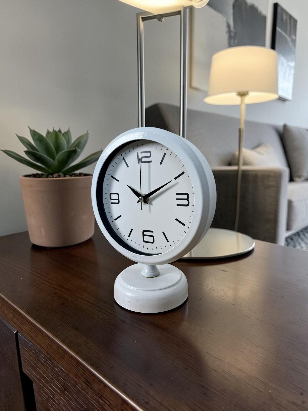 Premium Beyaz 25 x 20 Cm Metal Masa Saati — Platin duvar saatleri san.tic.ltd.şti. — görsel 2